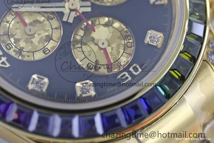 AAA Replica Watches 116595RBOW Black on A Diamonds 2406 Best YG 904L YG Dial Edition Bracelet Effortless TWF 1:1 Steel Daytona YG 0109